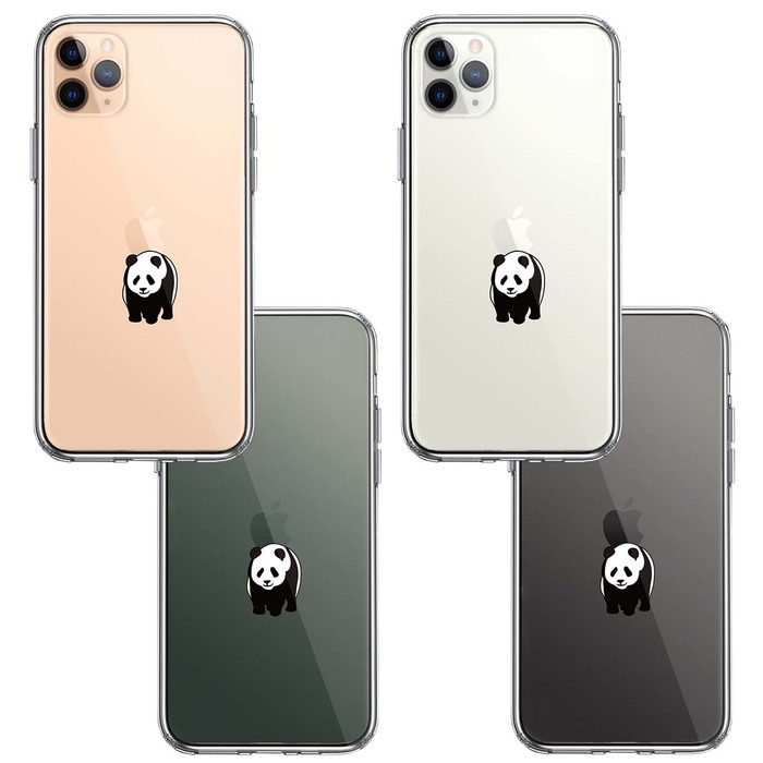 iPhone11proケース クリア パンダ りんご おんぶ スマホケース 側面ソフト 背面ハード ハイブリッド -1