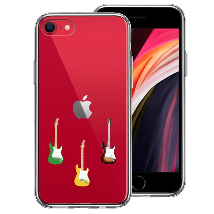 iPhoneSE ケース 第3世代 第2世代 クリア カラフル ギター スマホケース 側面ソフト 背面ハード ハイブリッド -0