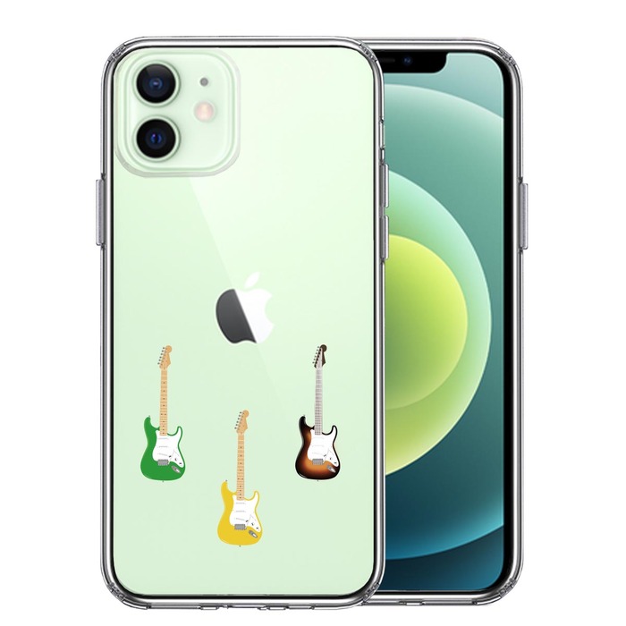 iPhone12 ケース クリア カラフル ギター スマホケース 側面ソフト 背面ハード ハイブリッド -0