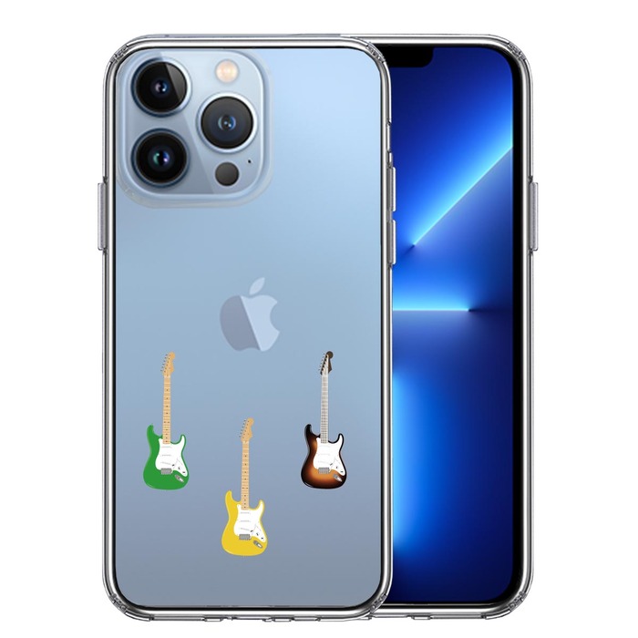 iPhone13Pro ケース クリア カラフル ギター スマホケース 側面ソフト 背面ハード ハイブリッド -0
