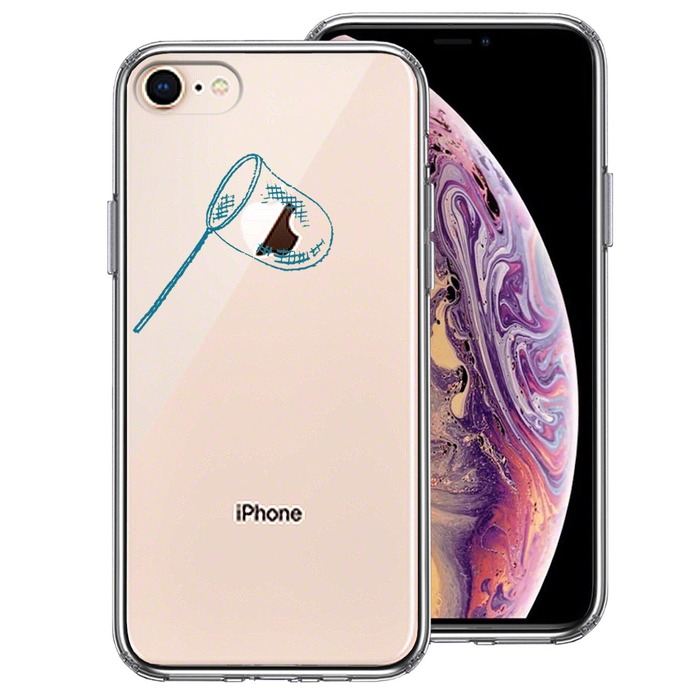 iPhone8 ケース クリア 虫取り網 スマホケース 側面ソフト 背面ハード ハイブリッド -0