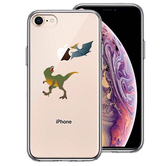 iPhone8 ケース クリア 恐竜 たち スマホケース 側面ソフト 背面ハード ハイブリッド -0