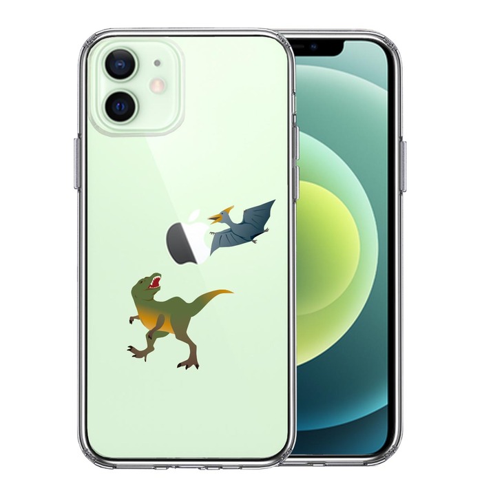 iPhone12 ケース クリア 恐竜 たち スマホケース 側面ソフト 背面ハード ハイブリッド -0