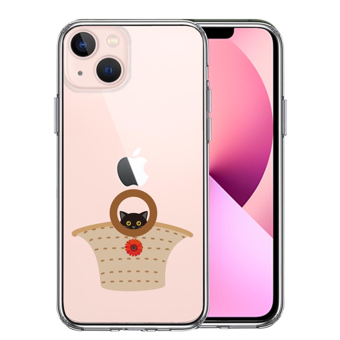 iPhone13 ケース クリア バック in にゃんこ スマホケース 側面ソフト 背面ハード ハイブリッド -0
