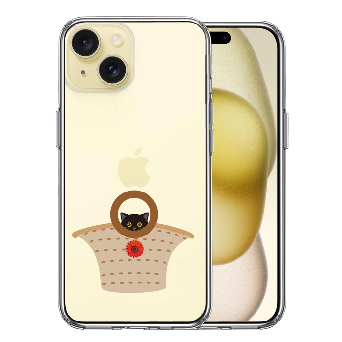 iPhone15Plus ケース クリア バック in にゃんこ スマホケース 側面ソフト 背面ハード ハイブリッド -0