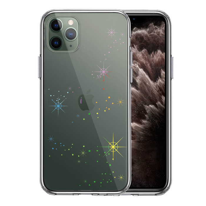 iPhone11pro ケース クリア 天の川 レインボー スマホケース 側面ソフト 背面ハード ハイブリッド -0