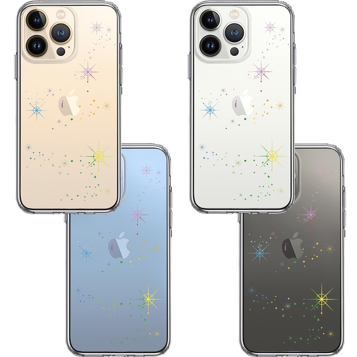 iPhone13Pro ケース クリア 天の川 レインボー スマホケース 側面ソフト 背面ハード ハイブリッド -1