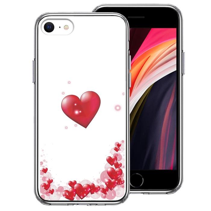 iPhoneSE ケース 第3世代 第2世代 クリア ハート いっぱい スマホケース 側面ソフト 背面ハード ハイブリッド -0