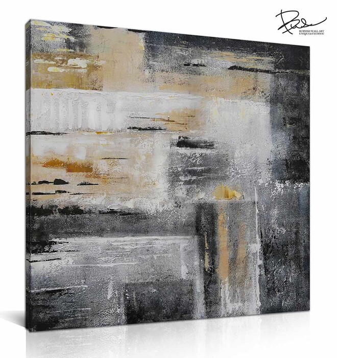 アートパネル BWA119 ブラックベージュ50x50cm 抽象画 絵画 和風 和モダン 50角-0