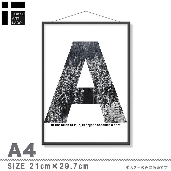 アートポスター A3 miimアルファベットモノトーン モノクロ 白黒 絵 写真 高級印画紙 PO19-4