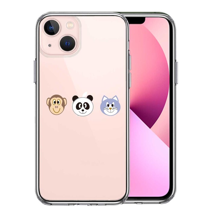 iPhone13mini ケース クリア 動物たち アニマル 2 スマホケース 側面ソフト 背面ハード ハイブリッド -0
