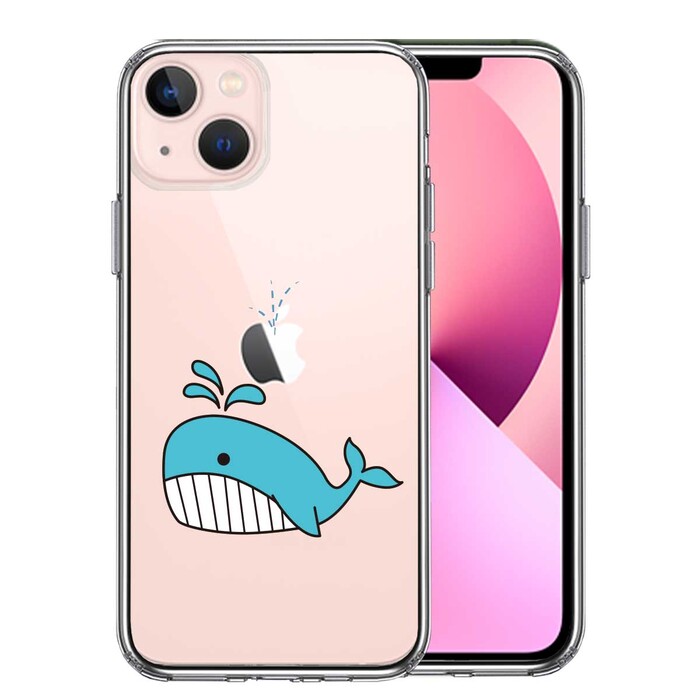 iPhone13 ケース クリア 鯨 クジラ スマホケース 側面ソフト 背面ハード ハイブリッド -0