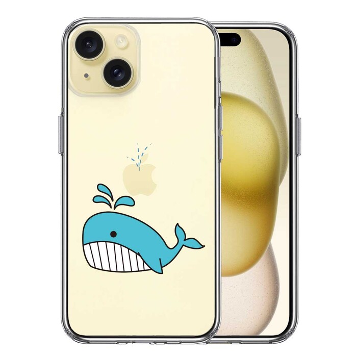 iPhone15Plus ケース クリア 鯨 クジラ スマホケース 側面ソフト 背面ハード ハイブリッド -0