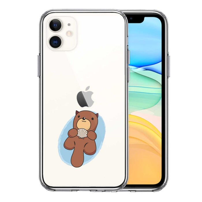 iPhone11 case clear sea otter smartphone case side soft the back side hard hybrid -0