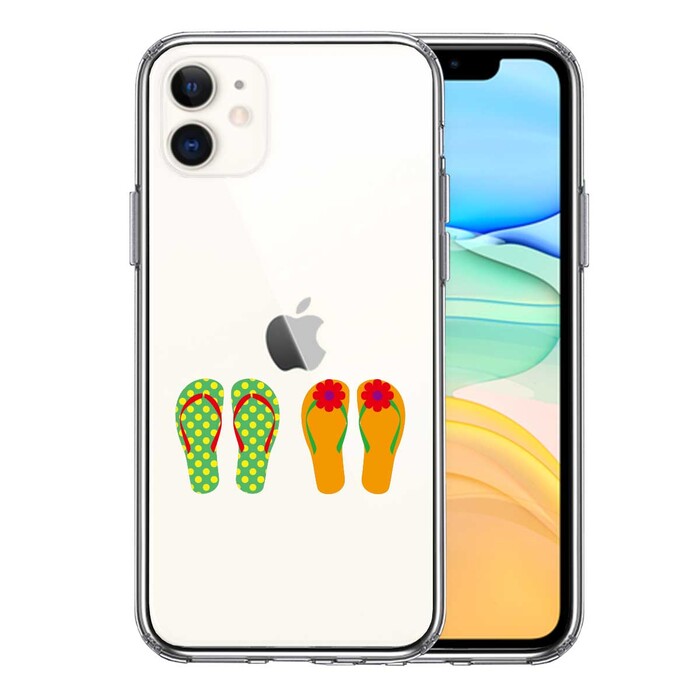 iPhone11 case clear beach sandals smartphone case side soft the back side hard hybrid -0