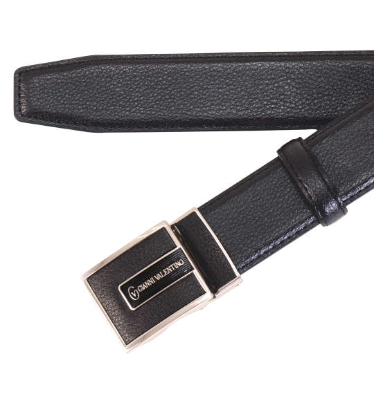 大きいサイズ GIANNI VALENTINO フィットバックルベルト 4L MC023211-69241 ブラック ラッピング可-0
