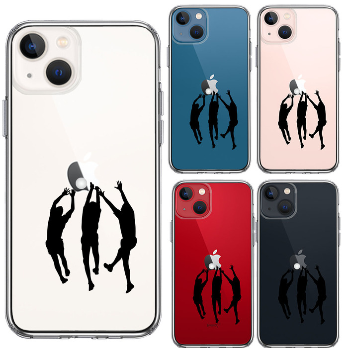 iPhone13mini ケース クリア バレーボール ブロック スマホケース 側面ソフト 背面ハード ハイブリッド -1