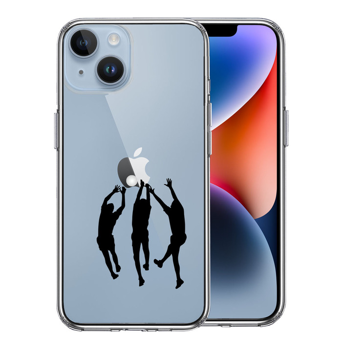 iPhone14 ケース クリア バレーボール ブロック スマホケース 側面ソフト 背面ハード ハイブリッド -0