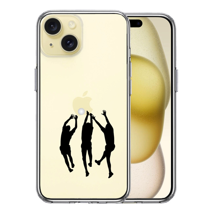 iPhone15Plus ケース クリア バレーボール ブロック スマホケース 側面ソフト 背面ハード ハイブリッド -0
