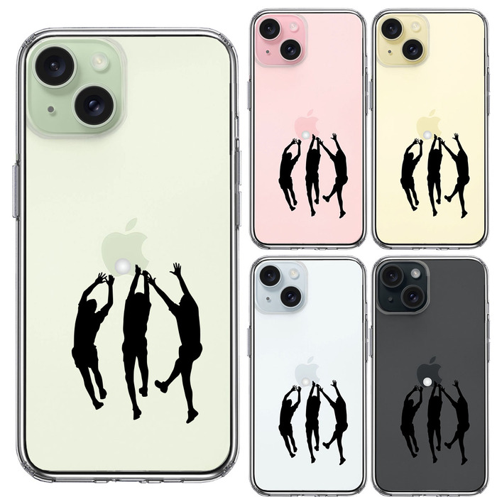 iPhone15Plus ケース クリア バレーボール ブロック スマホケース 側面ソフト 背面ハード ハイブリッド -1