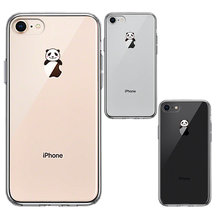 iPhone8 ケース クリア のっかり パンダ スマホケース 側面ソフト 背面ハード ハイブリッド -1