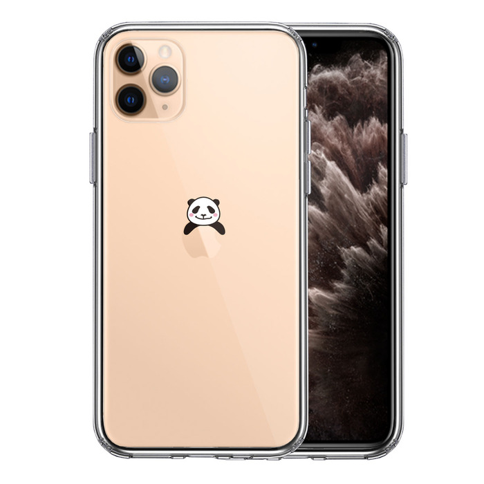 iPhone11pro ケース クリア のっかり パンダ スマホケース 側面ソフト 背面ハード ハイブリッド -0