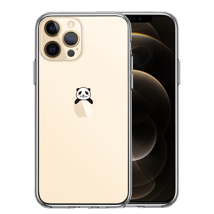 iPhone12Pro ケース クリア のっかり パンダ スマホケース 側面ソフト 背面ハード ハイブリッド -0