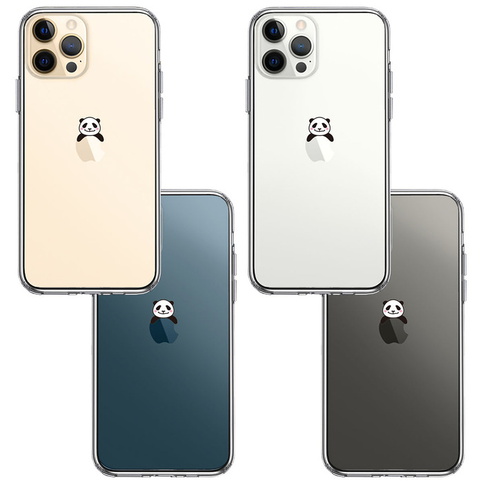 iPhone12Pro ケース クリア のっかり パンダ スマホケース 側面ソフト 背面ハード ハイブリッド -1