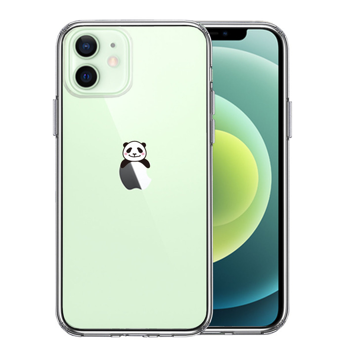 iPhone12 ケース クリア のっかり パンダ スマホケース 側面ソフト 背面ハード ハイブリッド -0