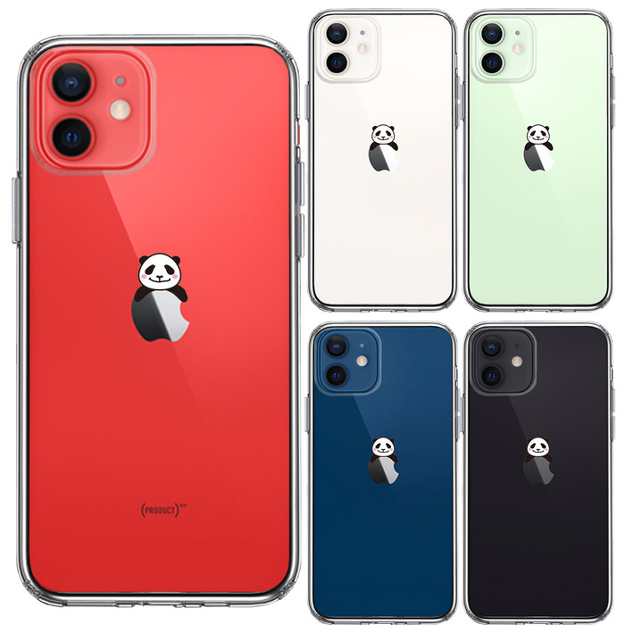 iPhone12 ケース クリア のっかり パンダ スマホケース 側面ソフト 背面ハード ハイブリッド -1