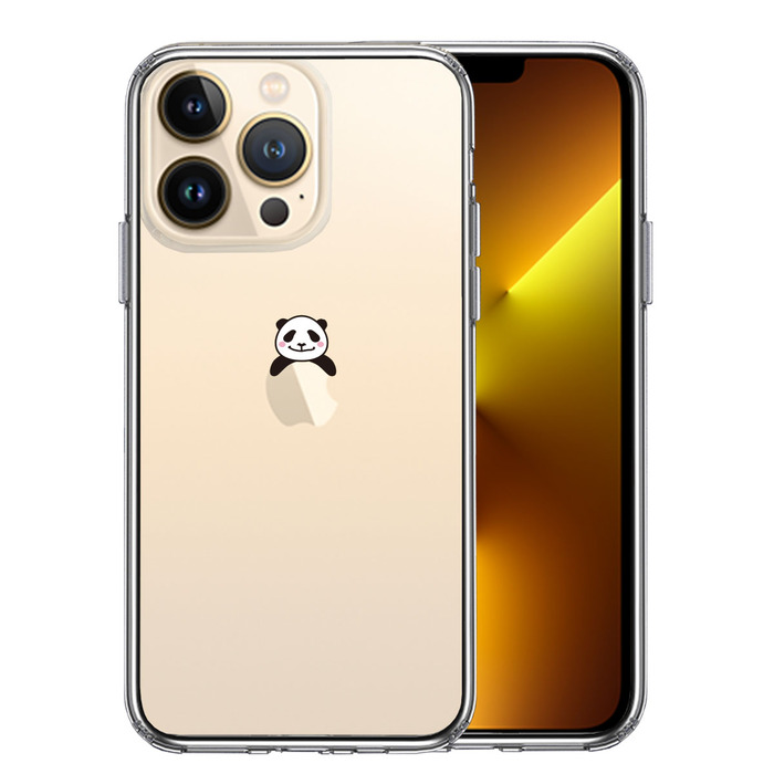 iPhone13Pro ケース クリア のっかり パンダ スマホケース 側面ソフト 背面ハード ハイブリッド -0