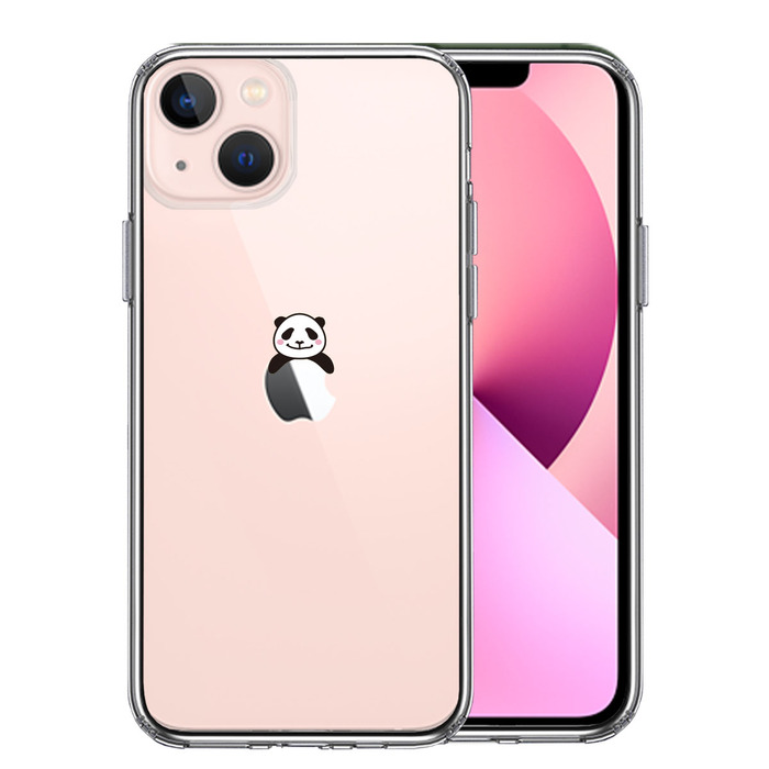 iPhone13 ケース クリア のっかり パンダ スマホケース 側面ソフト 背面ハード ハイブリッド -0