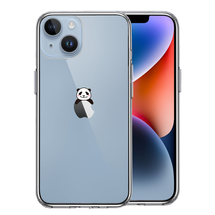iPhone14Plus ケース クリア のっかり パンダ スマホケース 側面ソフト 背面ハード ハイブリッド -0