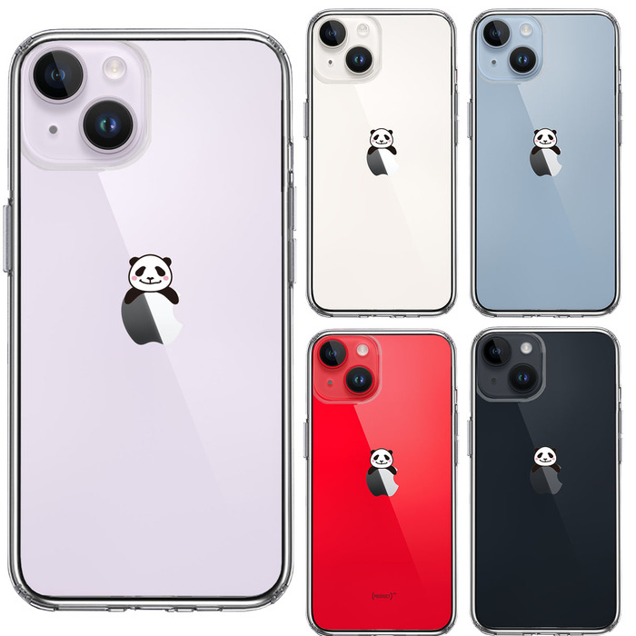 iPhone14Plus ケース クリア のっかり パンダ スマホケース 側面ソフト 背面ハード ハイブリッド -1