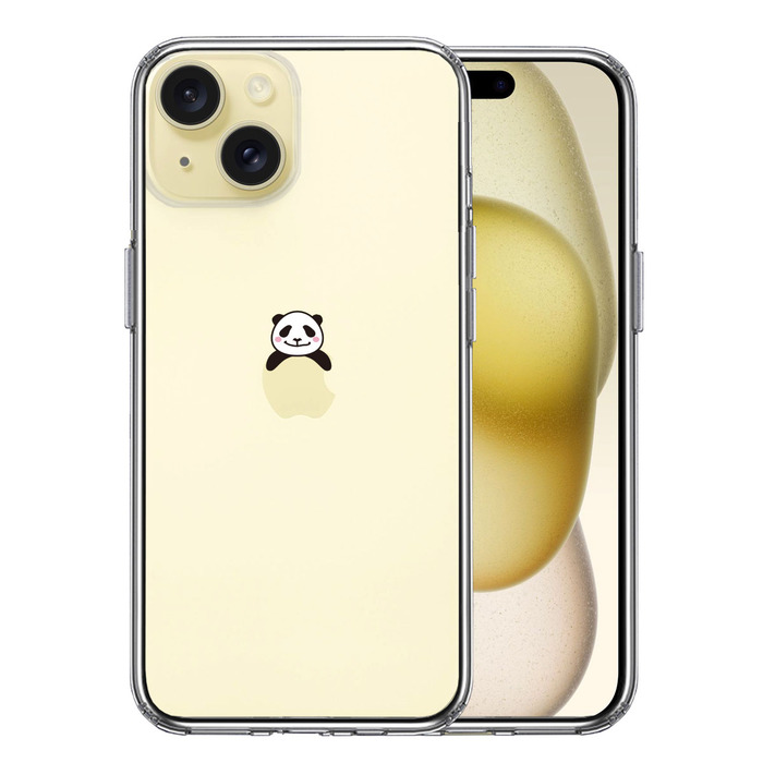 iPhone15Plus ケース クリア のっかり パンダ スマホケース 側面ソフト 背面ハード ハイブリッド -0