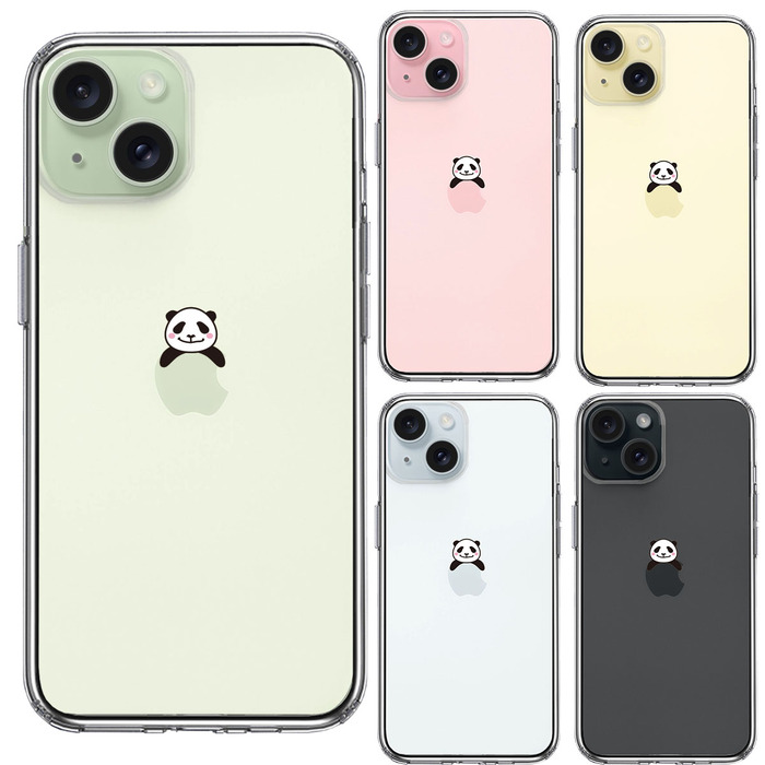 iPhone15Plus ケース クリア のっかり パンダ スマホケース 側面ソフト 背面ハード ハイブリッド -1