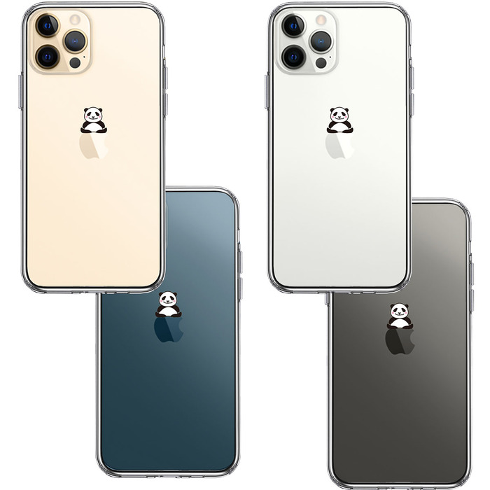 iPhone12Pro ケース クリア おすわり パンダ スマホケース 側面ソフト 背面ハード ハイブリッド -1