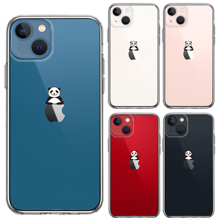 iPhone13 ケース クリア おすわり パンダ スマホケース 側面ソフト 背面ハード ハイブリッド -1