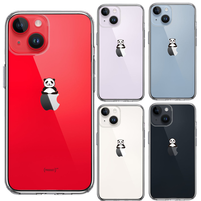 iPhone14Plus ケース クリア おすわり パンダ スマホケース 側面ソフト 背面ハード ハイブリッド -1