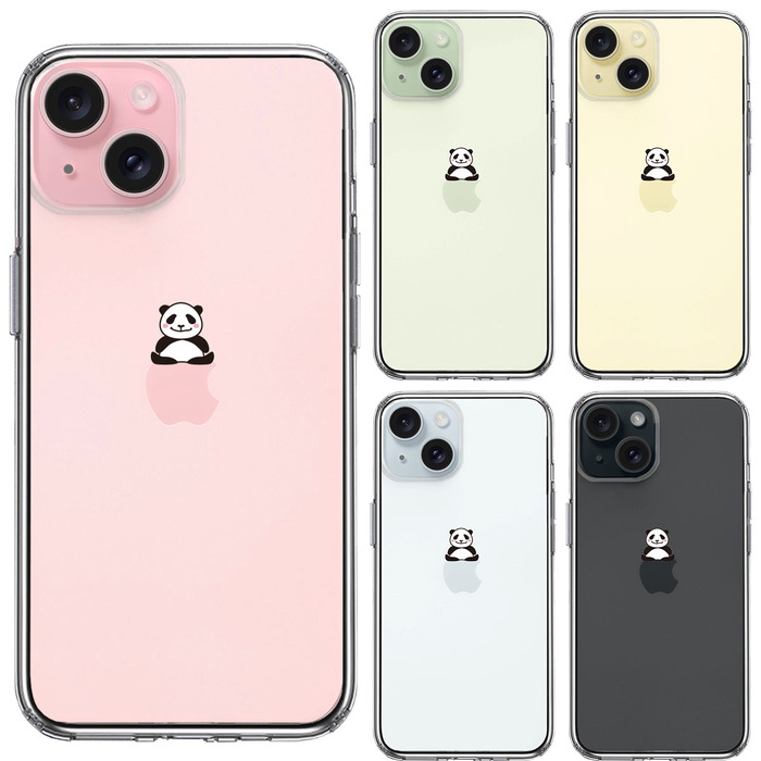 iPhone15 ケース クリア おすわり パンダ スマホケース 側面ソフト 背面ハード ハイブリッド -1