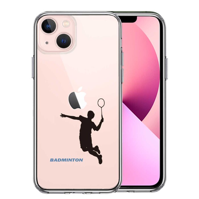 iPhone13 ケース クリア バドミントン スマッシュ スマホケース 側面ソフト 背面ハード ハイブリッド -0