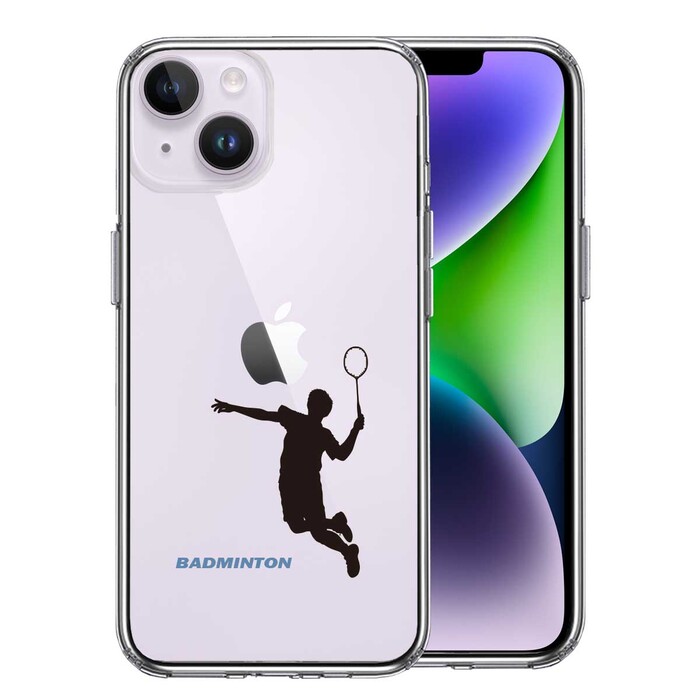 iPhone14Plus ケース クリア バドミントン スマッシュ スマホケース 側面ソフト 背面ハード ハイブリッド -0