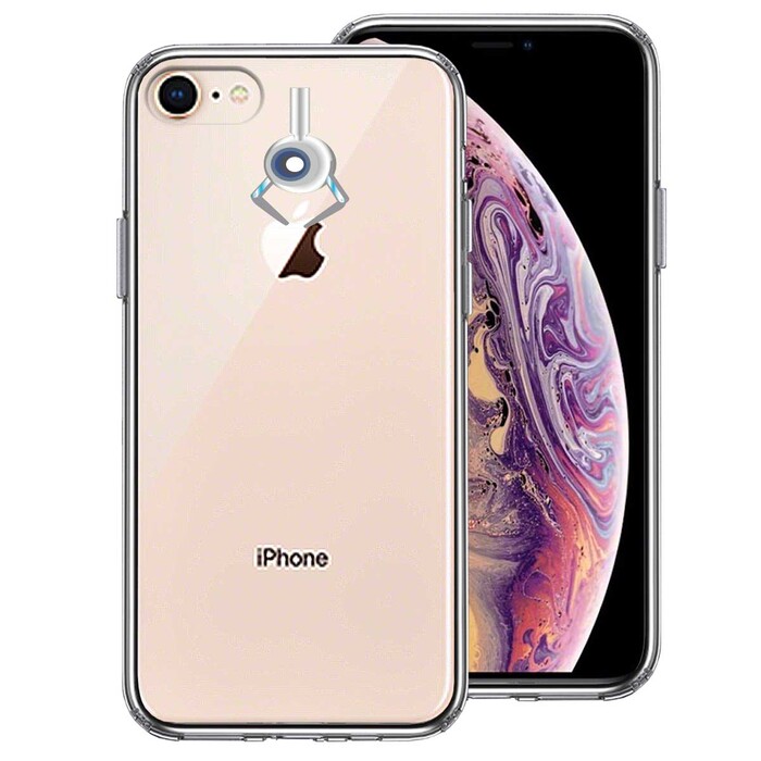 iPhone8 ケース クリア UFOキャッチャー りんご キャッチ 2 スマホケース 側面ソフト 背面ハード ハイブリッド -0