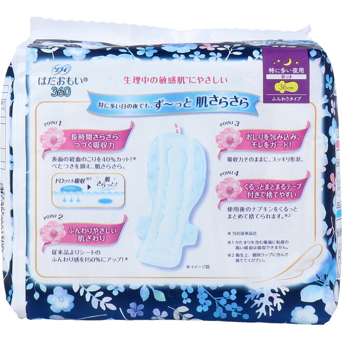 ソフィ はだおもい 特に多い夜用 羽つき ふんわりタイプ 36cm 8個入 5セット-1