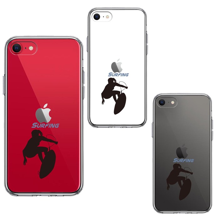 iPhoneSE ケース 第3世代 第2世代 クリア サーフィン スマホケース 側面ソフト 背面ハード ハイブリッド -1