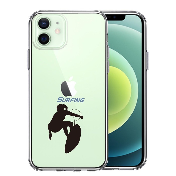 iPhone12 ケース クリア サーフィン スマホケース 側面ソフト 背面ハード ハイブリッド -0