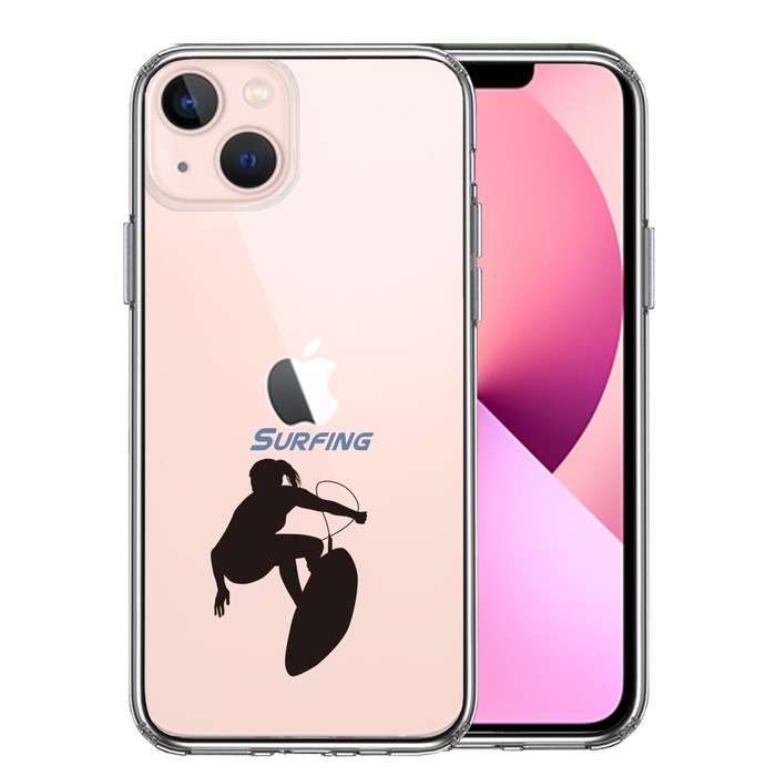 iPhone13mini ケース クリア サーフィン スマホケース 側面ソフト 背面ハード ハイブリッド -0