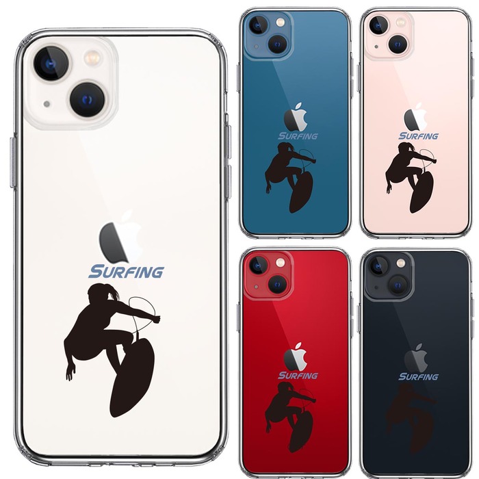 iPhone13mini ケース クリア サーフィン スマホケース 側面ソフト 背面ハード ハイブリッド -1