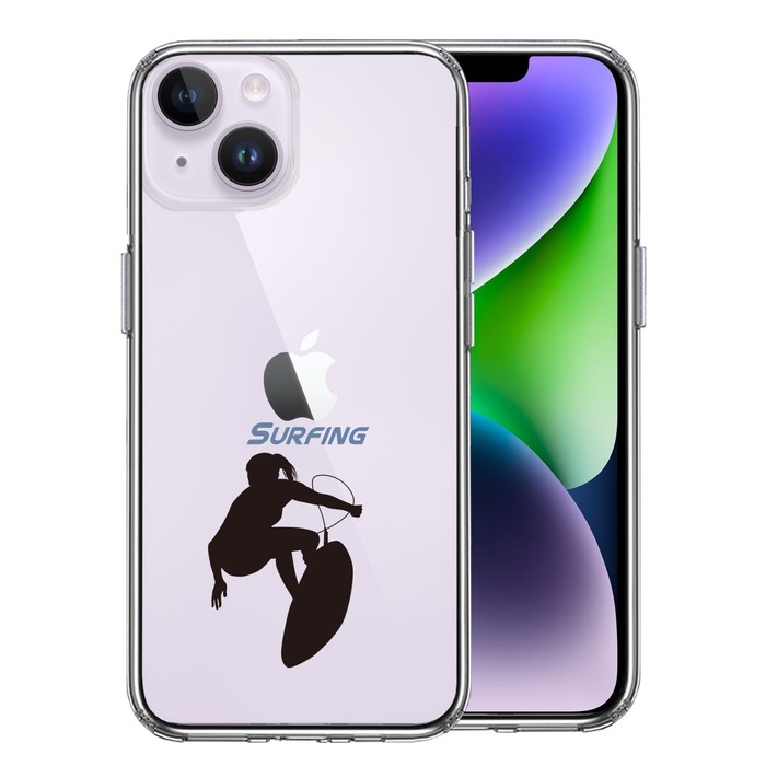 iPhone14Plus ケース クリア サーフィン スマホケース 側面ソフト 背面ハード ハイブリッド -0