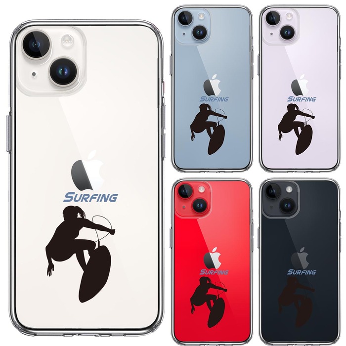 iPhone14Plus ケース クリア サーフィン スマホケース 側面ソフト 背面ハード ハイブリッド -1